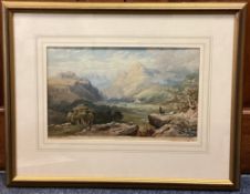 MARIA GASTINEAU: (British, 1824 - 1890): A framed and glazed watercolour depicting goats in a valley