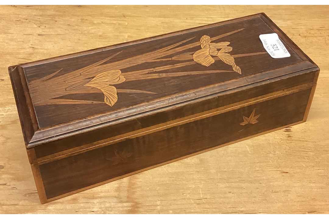 A Japanese inlaid caddy with inscription to interior. - Image 3 of 4