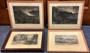 AFTER SAMUEL PALMER: Four framed and glazed prints depicting rural views.