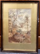 ARTHUR W. PERRY: (British, fl. 1908 - 1939): A framed and glazed watercolour depicting cattle.