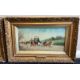 A pair of gilt framed oils on board depicting horse and hound hunting scenes with coaches. - Image 2 of 4