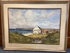 EYRES SIMMONS: (British, 1872 - 1955): A framed watercolour entitled 'Mill By The Sea'.