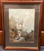 JOHN WHITE: (British, 1851 - 1933): A framed and glazed watercolour depicting mother and child.