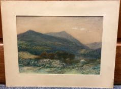 WILLIAM BEATTIE BROWN: (Scottish, 1831 - 1909): A framed watercolour depicting a highland view.