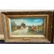 A pair of gilt framed oils on board depicting horse and hound hunting scenes with coaches. - Image 3 of 4