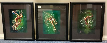 GLENN FITZPATRICK ('FITZY'): (British, b.1971): Three black framed and glazed acrylics.
