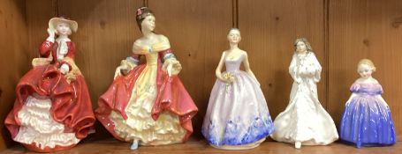 Four Royal Doulton figures together with a Renaissance figure.