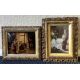 Two gilt framed reverse glass paintings depicting classical scenes of ladies. - Image 1 of 2