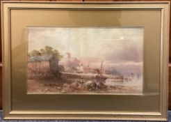 WILLIAM COOK: (British, 1830 - 1890): A framed and glazed watercolour depicting the coast.