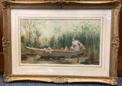 ALFRED AUGUSTUS GLENDENING: (British, 1840 - 1921): A gilt framed and glazed watercolour.