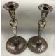 A large pair of 18th Century Georgian silver candlesticks with swirl fluting. - Image 1 of 2