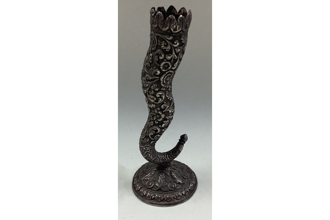 A Indian Kutch silver vase on base. - Image 1 of 2