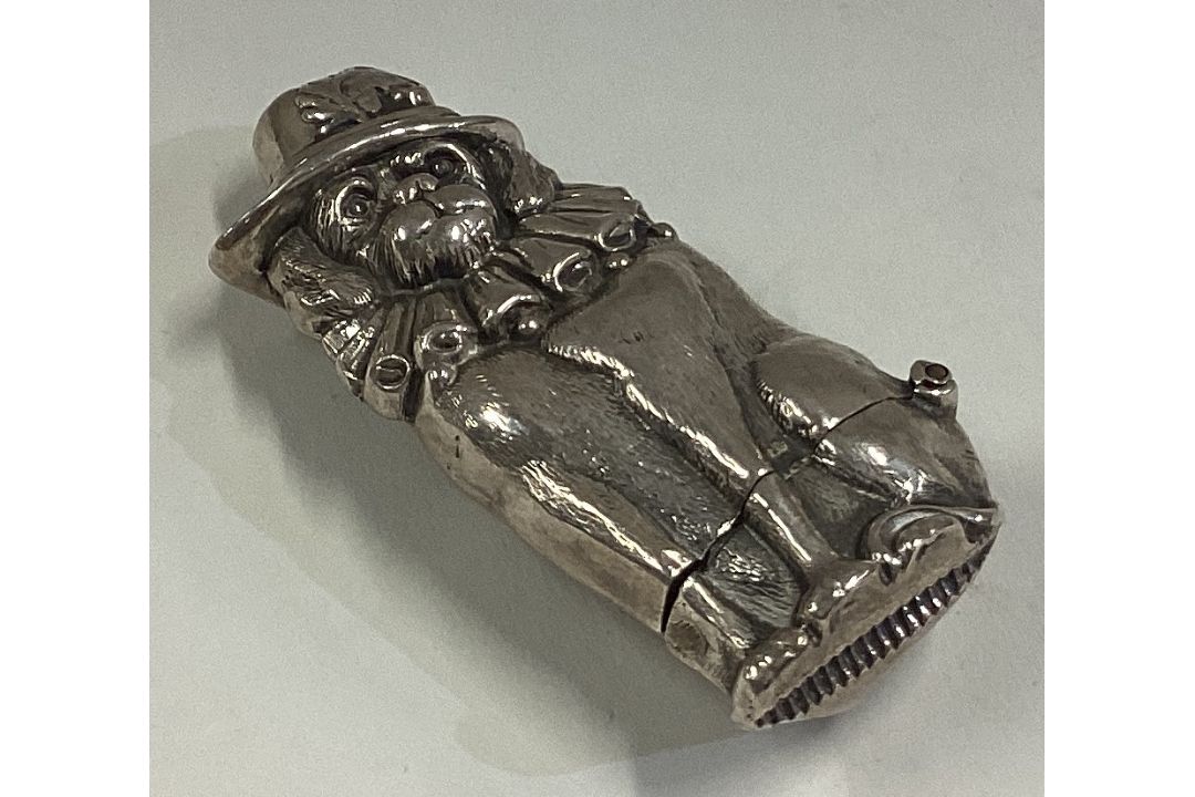 A rare novelty Victorian silver vesta case depicting 'Toby', Mr Punch's Dog. - Image 2 of 2