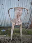 Single Metal High Bar Chair, Shabby Retro Condition Sourced From Luxury House Clearance