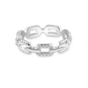 New! Diamond Link Band Ring in Sterling Silver