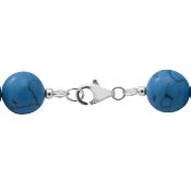 New! Blue Howlite Beads Necklace, Earrings & Butterfly Ring Sterling Silver