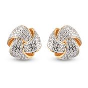 New! Diamond Knot Ring with Earrings in 14k Gold Overlay Sterling Silver