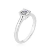 New! 2 Piece Set - Lustro Stella Sterling Silver Solitaire Ring and Stud Earrings
