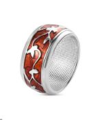 New! Enamelled Ring in Silver Tone