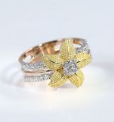 IGI Certified 18 K / 750 Yellow Gold Designer Diamond Ring