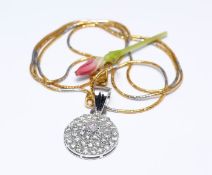 14 K / 585 White and Yellow Gold Designer Pink Diamond Pendant with chain