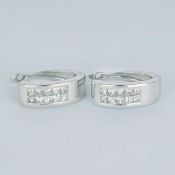 EGL Certified 14 K / 585 White Gold Diamond Hoop Earrings