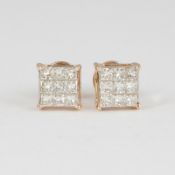 14 K / 585 Rose Gold Diamond Earring Studs