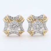 IGI Certified 18 K /750 Yellow Gold and Diamond Earrings