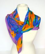 Signed Ken Done Silk Scarf 88cm Square  c. 1980's.