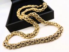 Italian 9ct Gold on Sterling Silver Byzantine Necklace 18 inches with Gift Box