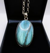 Vintage Artisan Sterling Silver Blue Labradorite Necklace 30 Grams