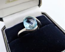 Blue Topaz Ring Sterling Silver 3.5 carats New with Gift Pouch
