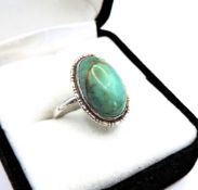 Vintage Artisan Sterling Silver Cabochon Amazonite Ring c.1980's