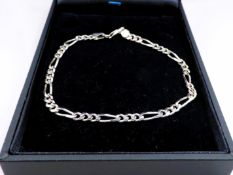 Italian Sterling Silver Figaro Bracelet with Gift Pouch