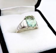 Sterling Silver Green Demantoid Solitaire Ring 3cts New with Gift Pouch