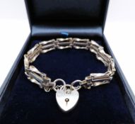Vintage Sterling Silver Three Bar Gate Bracelet with Gift Box