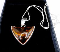 Vintage Artisan Sterling Silver Baltic Amber Necklace