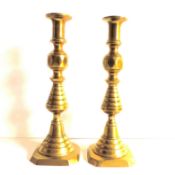 Pair Late 19th Century Brass Candlesticks
