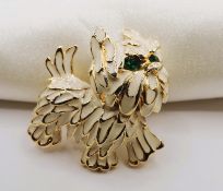 Vintage Gold Plated Enamel Scottie Dog Brooch with Gift Pouch
