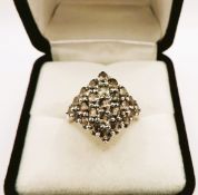 Sterling Silver Paraiba Tourmaline Cluster Ring New with Gift Pouch