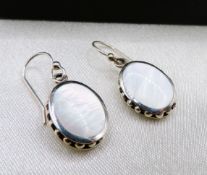Artisan Sterling Silver Mother of Pearl Drop Earrings New with Gift Pouch
