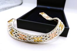 Vintage Milor of Italy Tri-Colour Gold on Sterling Silver Bracelet with Gift Box