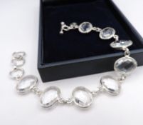 Sterling Silver Facet Cut 64ct Rock Crystal Bracelet New with Gift Box