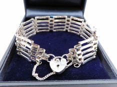 Vintage Sterling Silver 5 Bar Gate Padlock Bracelet 16 grams with Gift Box