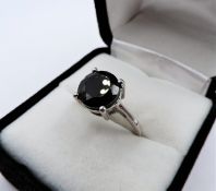 Black Spinel Ring 3.5 carats Sterling Silver New with Gift Pouch