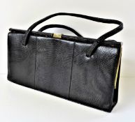 Vintage Stuart Apps Black Lizard Skin Handbag