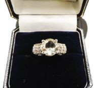 Sterling Silver 2CT Citrine & White Topaz Ring New with Gift Pouch