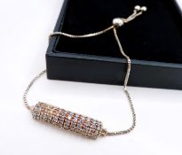 Sterling Silver Gemstone Slider Bracelet with Gift Pouch