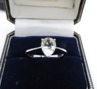 Sterling Silver Pear Cut Gemstone Ring New with Gift Pouch