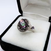 Mystic Topaz Ring 5 Carats Sterling Silver New with Gift Box